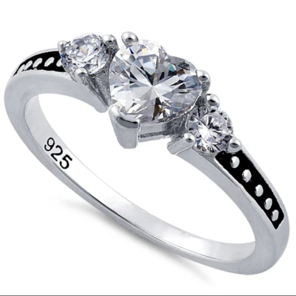 Sterling Silver Clear Heart CZ Ring